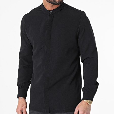 Uniplay - Camicia a maniche lunghe Collo Mao 22005 Nero