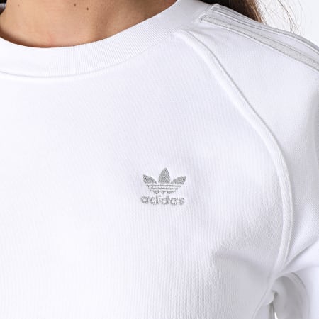 Adidas Originals - Sweat Crewneck Femme Crop HF7531 Blanc