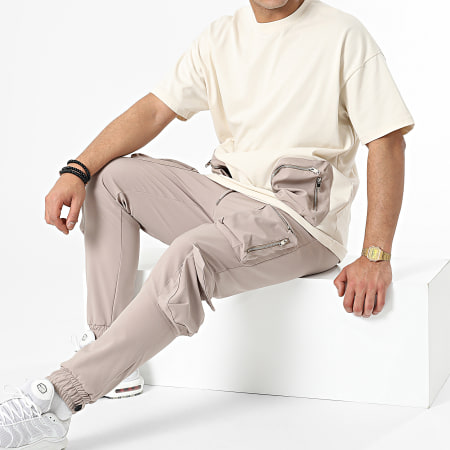 Ikao - LL600 Set di maglietta e pantaloni da jogging con tasca beige