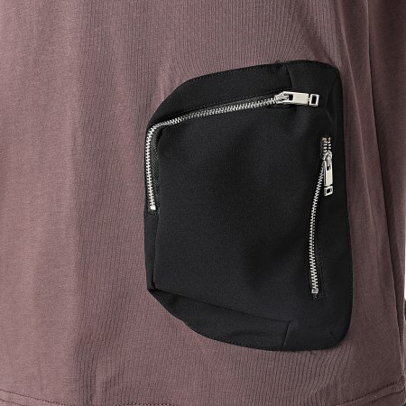Ikao - LL600 Conjunto de camiseta con bolsillo ciruela y pantalón de chándal
