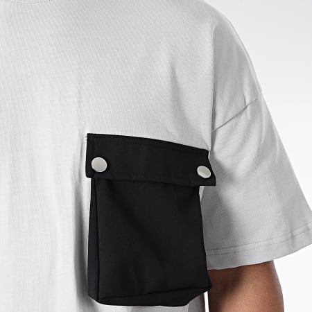 Ikao - LL603 Set di maglietta e pantaloni da jogging con tasca nera e grigia