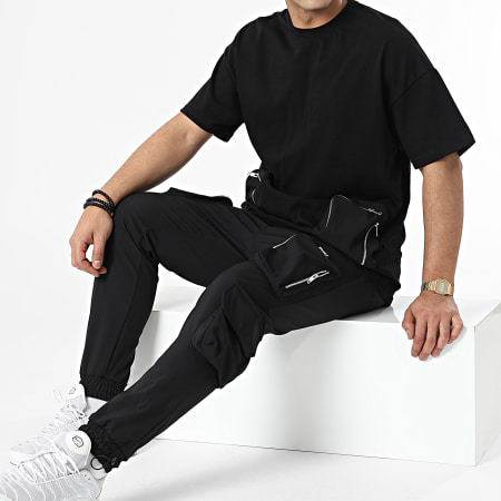 Ikao - LL600 Set di maglietta e pantaloni da jogging con tasca nera