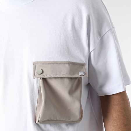 Ikao - LL603 Conjunto de camiseta con bolsillos y pantalón de chándal blanco beige