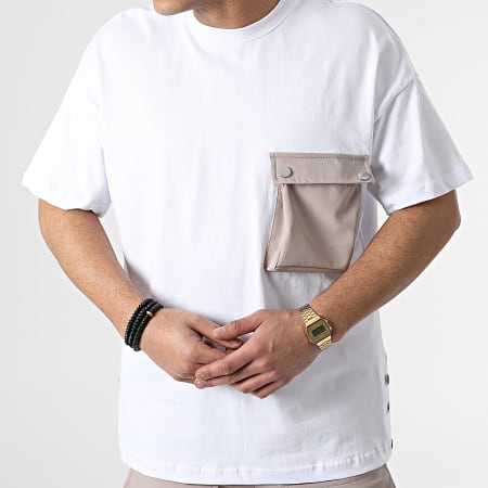 Ikao - Ensemble Tee Shirt Poche Et Pantalon Jogging LL603 Blanc Beige