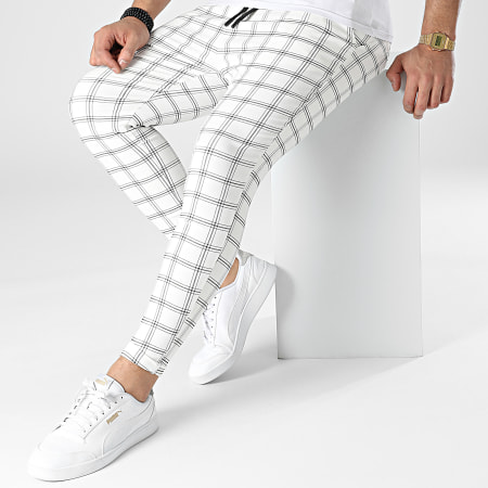 John H - P5543 Pantaloni a quadri bianchi