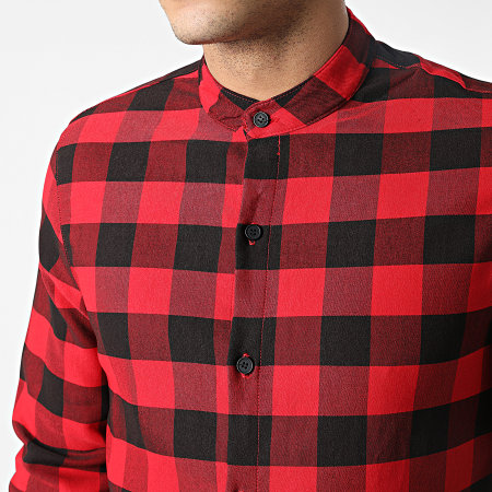 John H Camisa a cuadros de manga larga S2208 Rojo Negro Ryses
