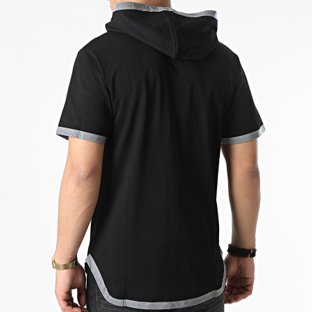 John H - T119 Camiseta negra reflectante oversize con capucha