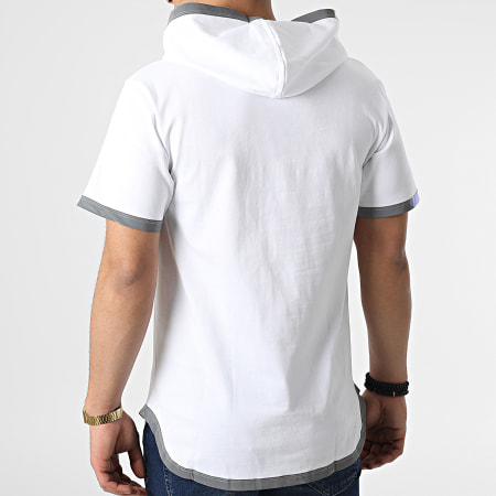 John H - Tee Shirt Oversize Capuche T119 Blanc Réfléchissant