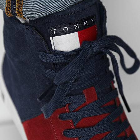 Tommy Jeans - Sneakers Retro Mid Vulcan Varsity 0887 Rosso Bianco Blu