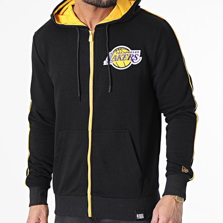 New Era - Sudadera con capucha y cremallera Contrast Los Angeles Lakers 12893101 Negro Amarillo