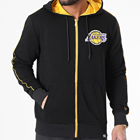 New Era - Sudadera con capucha y cremallera Contrast Los Angeles Lakers 12893101 Negro Amarillo
