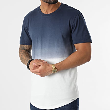 Only And Sons - Tee Shirt Oversize Tyson Life Bleu Marine Blanc Dégradé