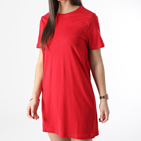 Only - Robe Tee Shirt Femme May Rouge