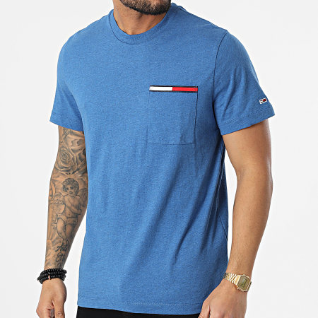 Tommy Jeans - Tee Shirt Poche Essential Flag 3063 Bleu Chiné