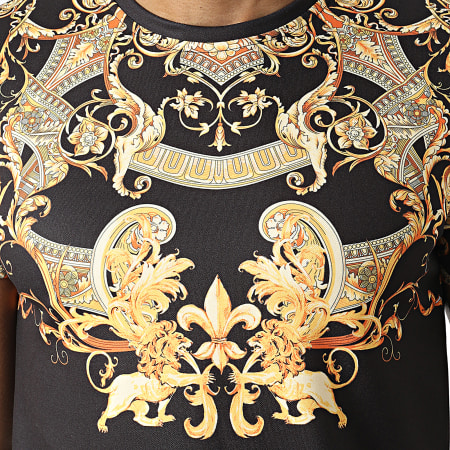 Frilivin - Oversize Camiseta Negro Renaissance Floral