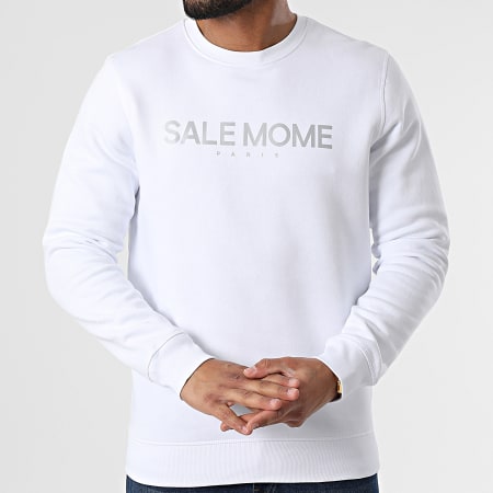 Sale Môme Paris - Sudadera de cuello redondo con logotipo reflectante Blanco Plata