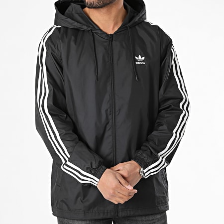 Adidas Originals - Chaqueta 3 rayas con cremallera y capucha HB9489 Negro
