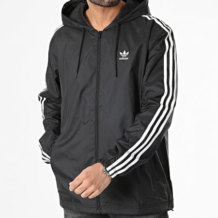 Adidas Originals - Chaqueta 3 rayas con cremallera y capucha HB9489 Negro