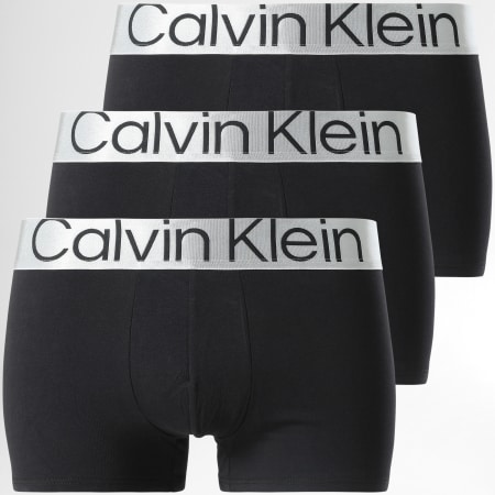 Calvin Klein - Juego de 3 calzoncillos bóxer Reconsidered Steel NB3130A Negro Plata