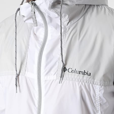 Columbia - Flash Challenger Giacca a vento con cappuccio e zip Bianco Grigio chiaro