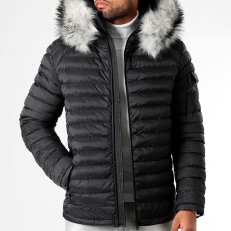 Doudoune fourrure hot sale grise