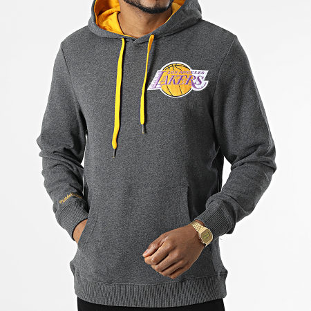 Mitchell and Ness - Sweat Capuche Classic French Terry Los Angeles Lakers Gris Anthracite Chiné