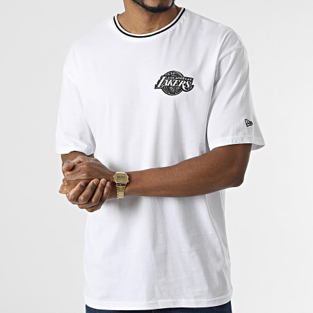 New Era - Tee Shirt Distressed Graphic Los Angeles Lakers 12893172 Blanc