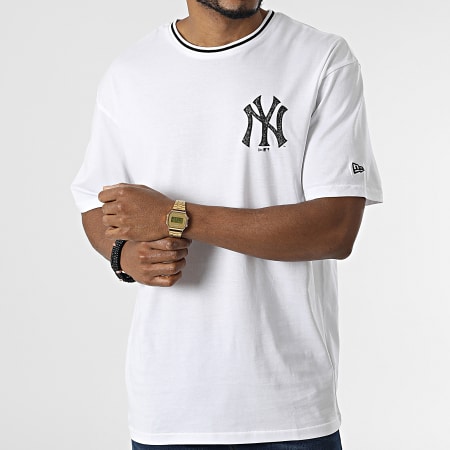 New Era - Tee Shirt Distressed Graphic New York Yankees 12893171 Blanc