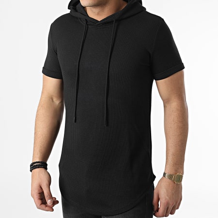 John H - T152 Camiseta negra oversize con capucha