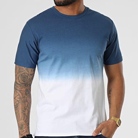 John H - Tee Shirt Oversize Dégradé T145 Blanc Bleu