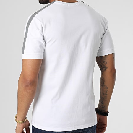 John H - Tee Shirt A Bandes XW912 Blanc Réfléchissant