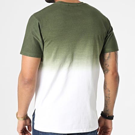 John H - Tee Shirt Dégradé Oversize T126 Vert Kaki Blanc