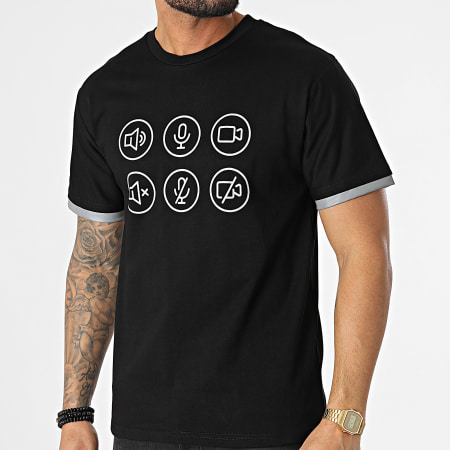 John H - Tee Shirt Réfléchissant T116 Noir Argent