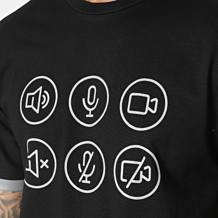 John H - Tee Shirt Réfléchissant T116 Noir Argent