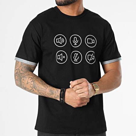 John H - Tee Shirt Réfléchissant T116 Noir Argent