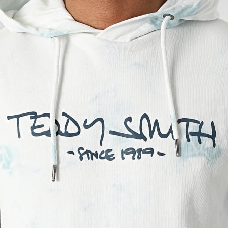 Teddy Smith - Sweat Capuche Tie Dye Siclass Bleu Clair Blanc