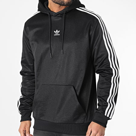 Adidas Originals - HC1922 Sudadera con capucha a rayas Negra