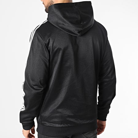 Adidas Originals - HC1922 Sudadera con capucha a rayas Negra