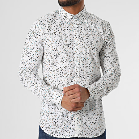 Deeluxe - Chemise Manches Longues Floral Colmano Blanc