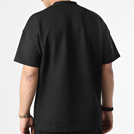 Ikao - LL605 Conjunto de camiseta negra y pantalón corto tipo cargo