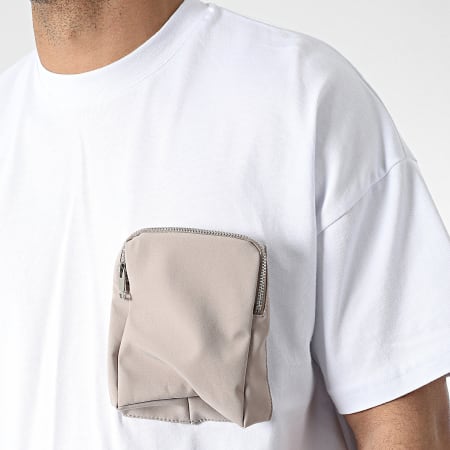 Ikao - Ensemble Tee Shirt Et Jogger Pant LL601 Beige Blanc