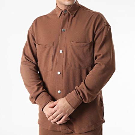 Ikao - LL610 Conjunto de sobrecamisa y pantalón de chándal marrón