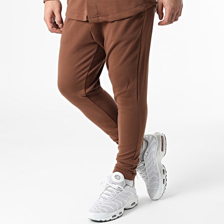 Ikao - LL610 Set di maglia e pantaloni da jogging marrone