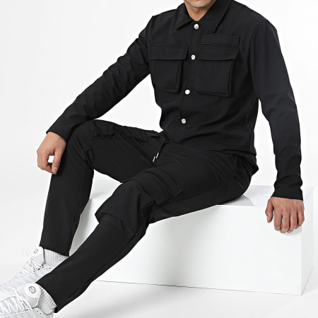 Ikao - Conjunto de chaqueta y pantalón jogger LL608 Negro