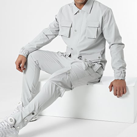 Ikao - LL640 Set giacca e pantaloni cargo grigio chiaro