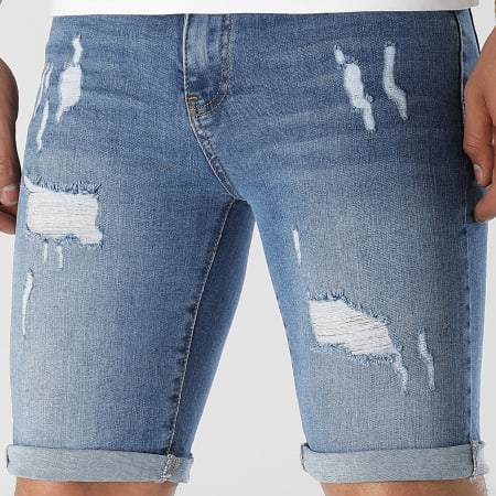 LBO - Short Jean Skinny Fit Avec Dechirures 2246 Bleu Medium