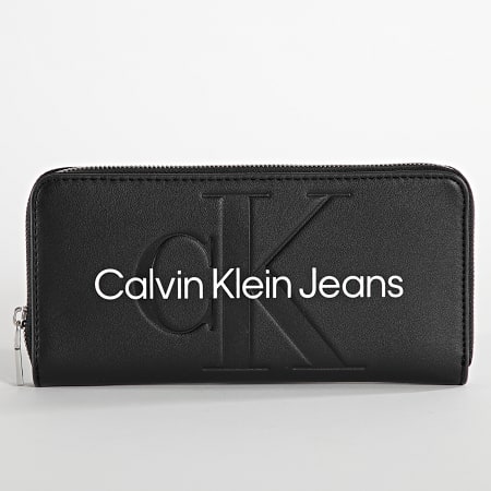 Calvin Klein - Monedero para mujer Sculpted Mono Zip Around 7634 Negro