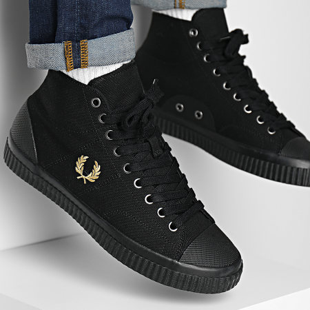 Fred Perry - Sneakers Hughes Mid Canvas B8110 Nero Champagne