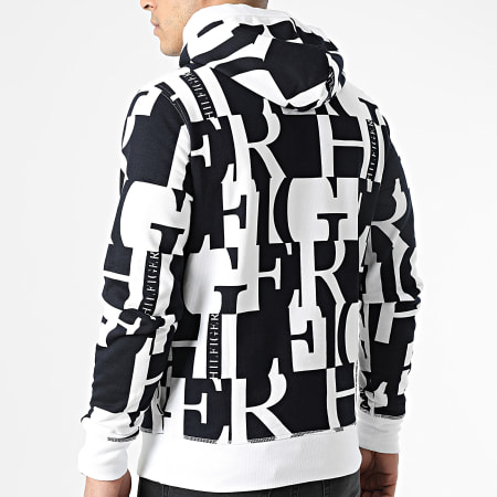 Tommy Hilfiger - Sweat Capuche All Over Print Blocked 2151 Blanc Noir