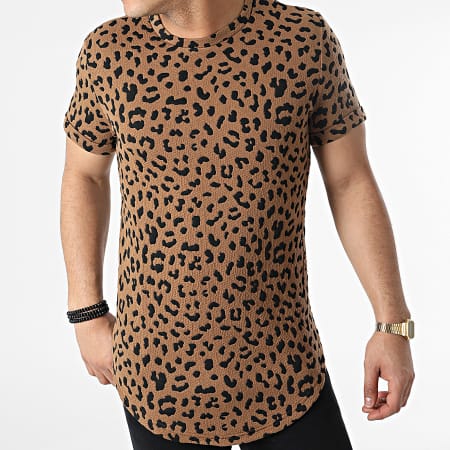 John H - Camiseta Leopardo Oversize DD35 Marrón